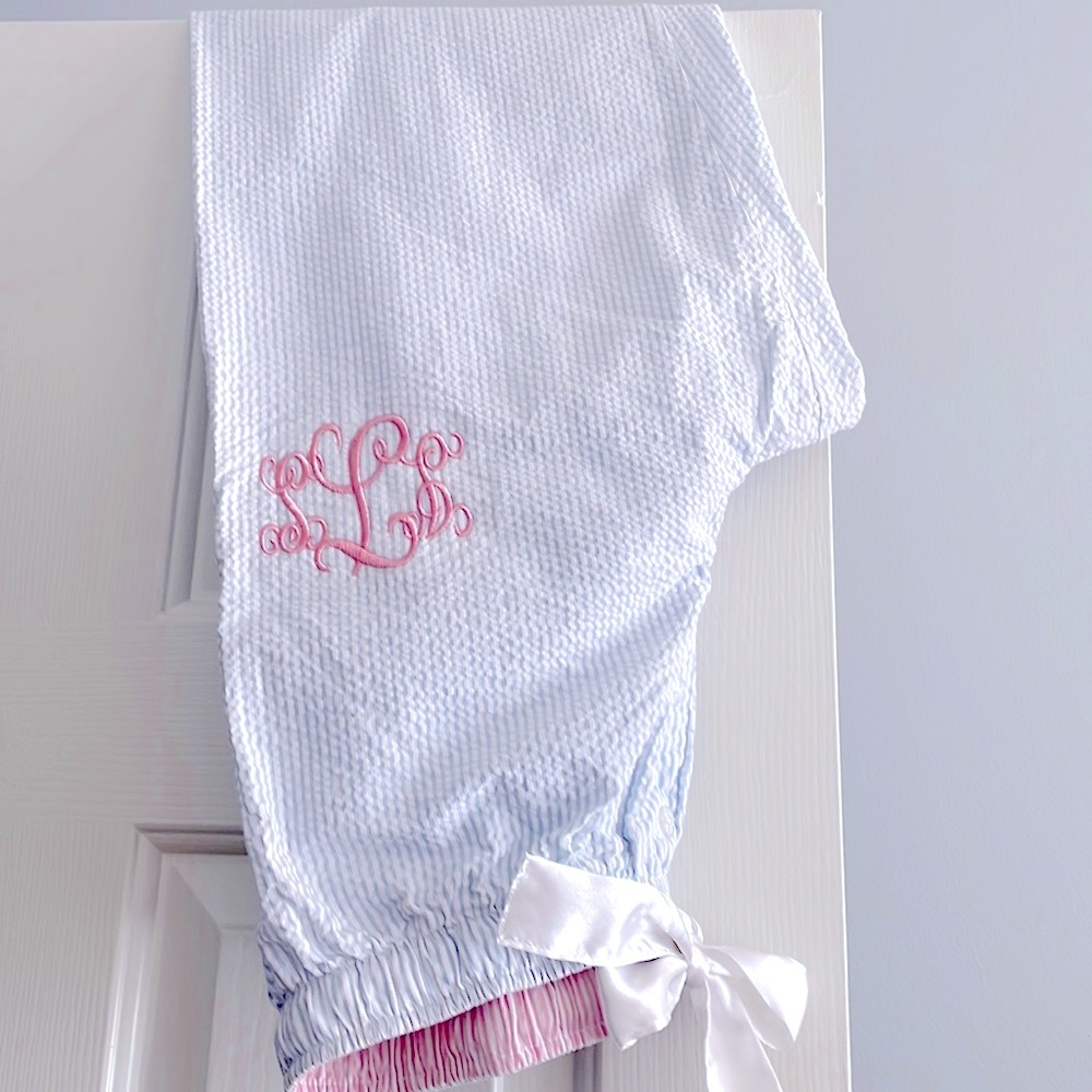 Seersucker Blue/White Stripe M Pajama Bottom 🍬